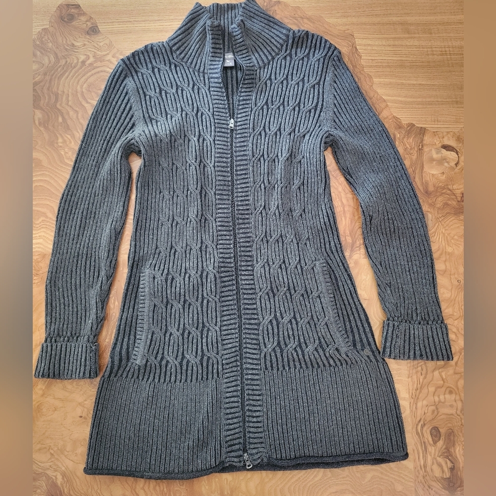 Eddie Bouer Gray Cable Knit Women's Sweater